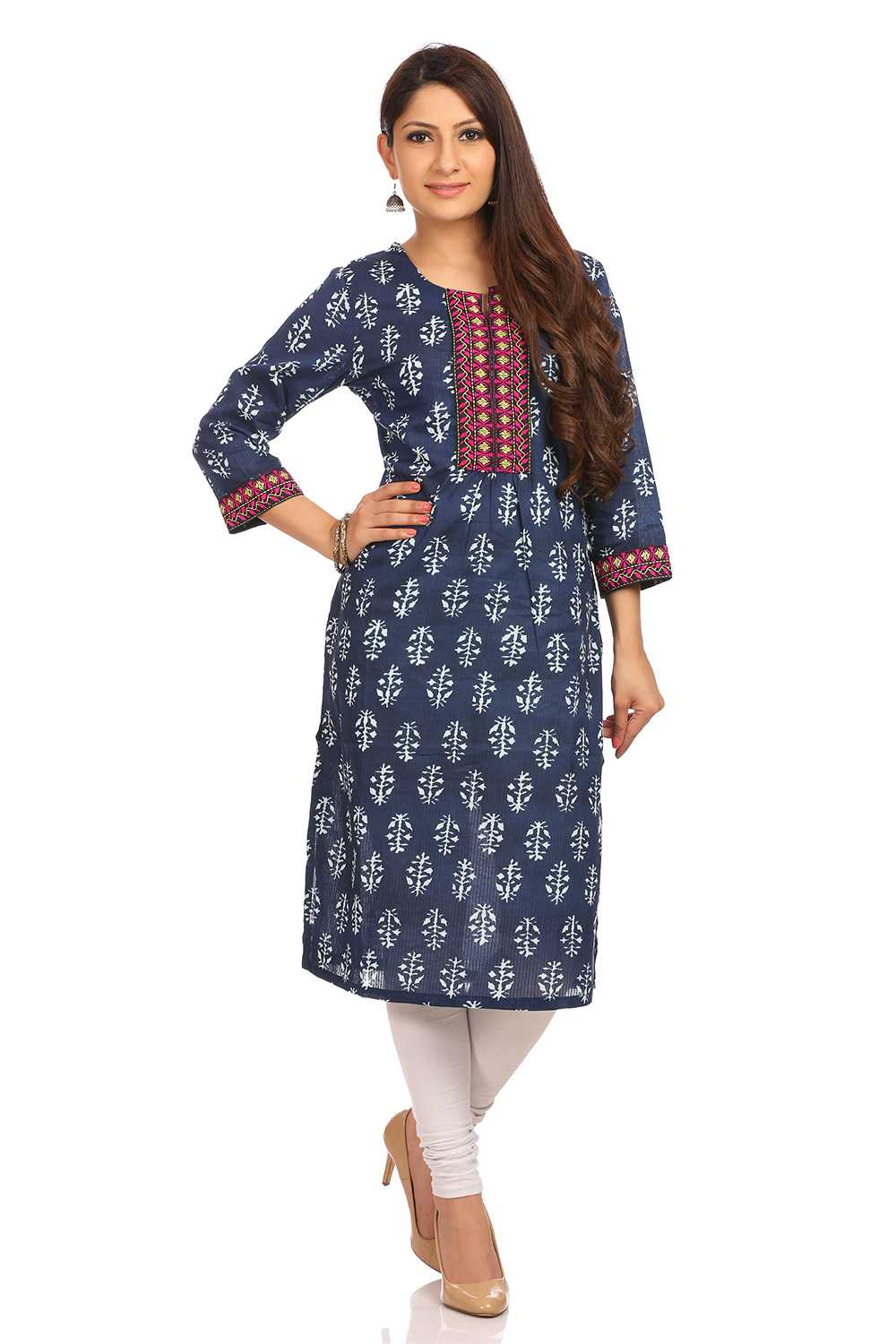 Indigo Straight Cotton Kurta image number 0