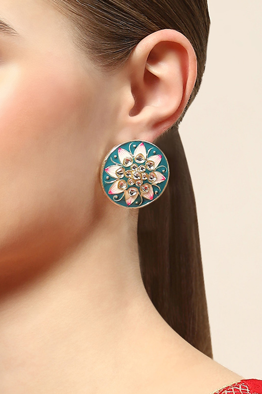 Teal Brass Earrings image number 3