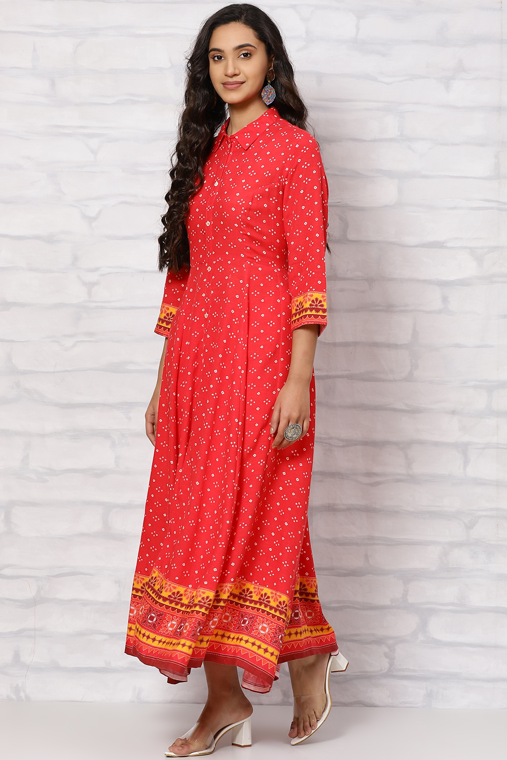 Red Viscose Kalidar Dress image number 2