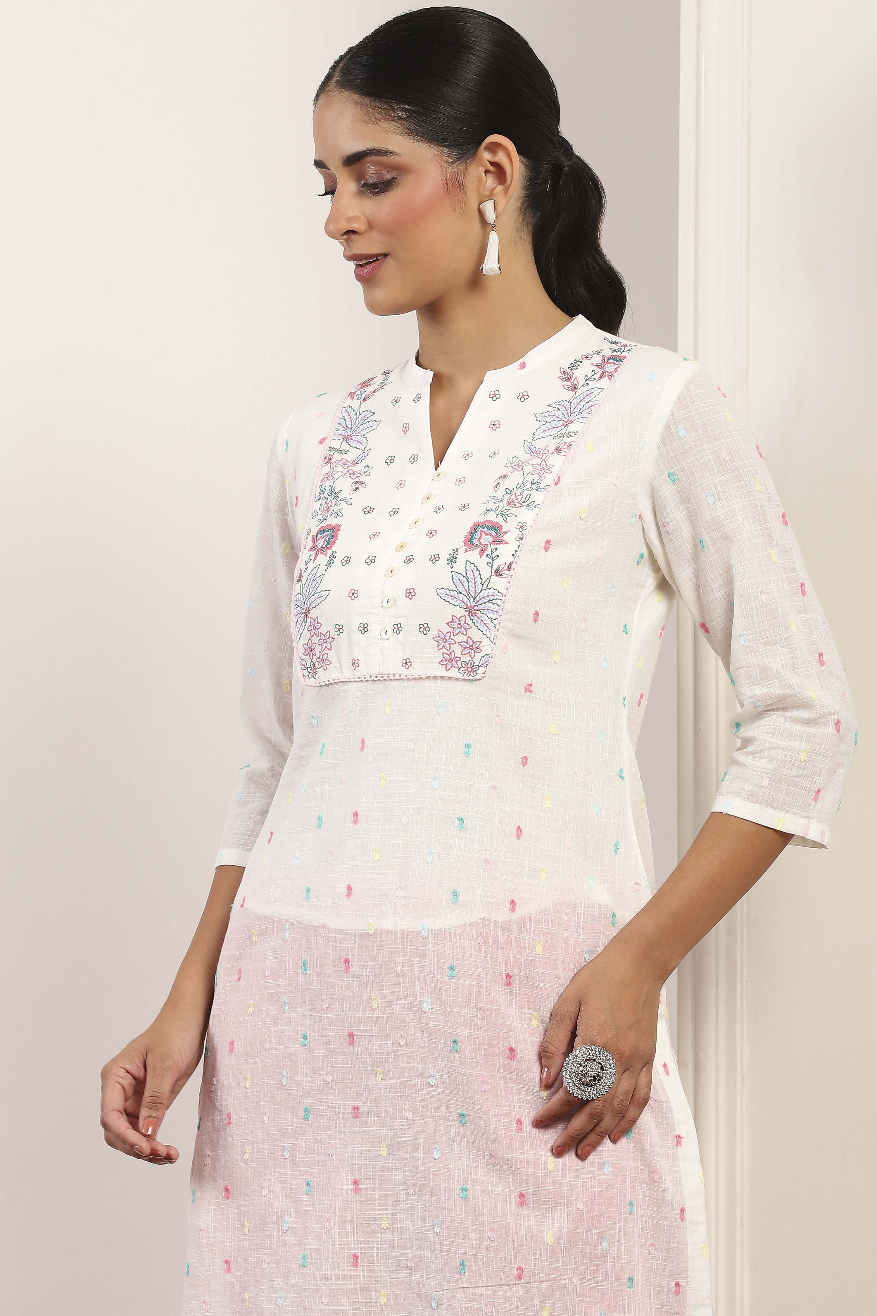 White Cotton A-line & Kalidar Kurtas image number 6