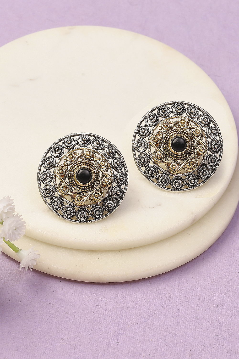 Oxid Gold Oxidised Alloy Earrings image number 0