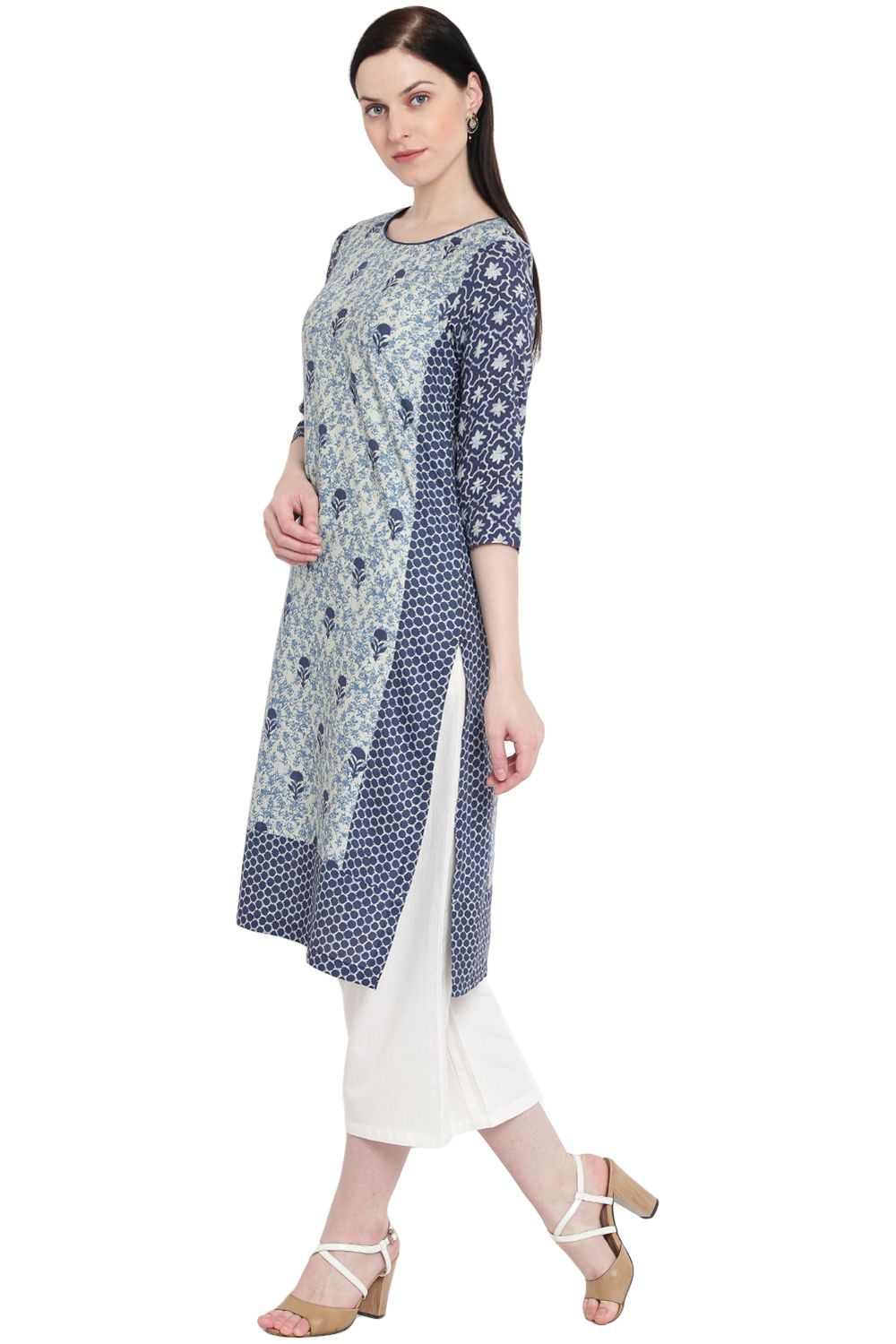 Indigo Rayon Straight Kurta image number 2