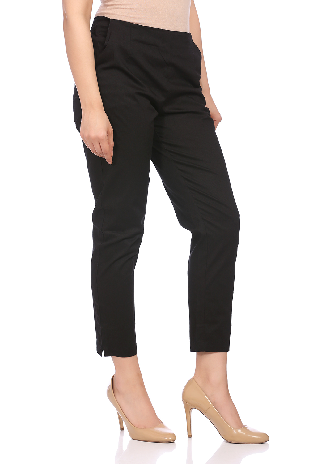 Navy-Blue Art Silk Slim Pants image number 2