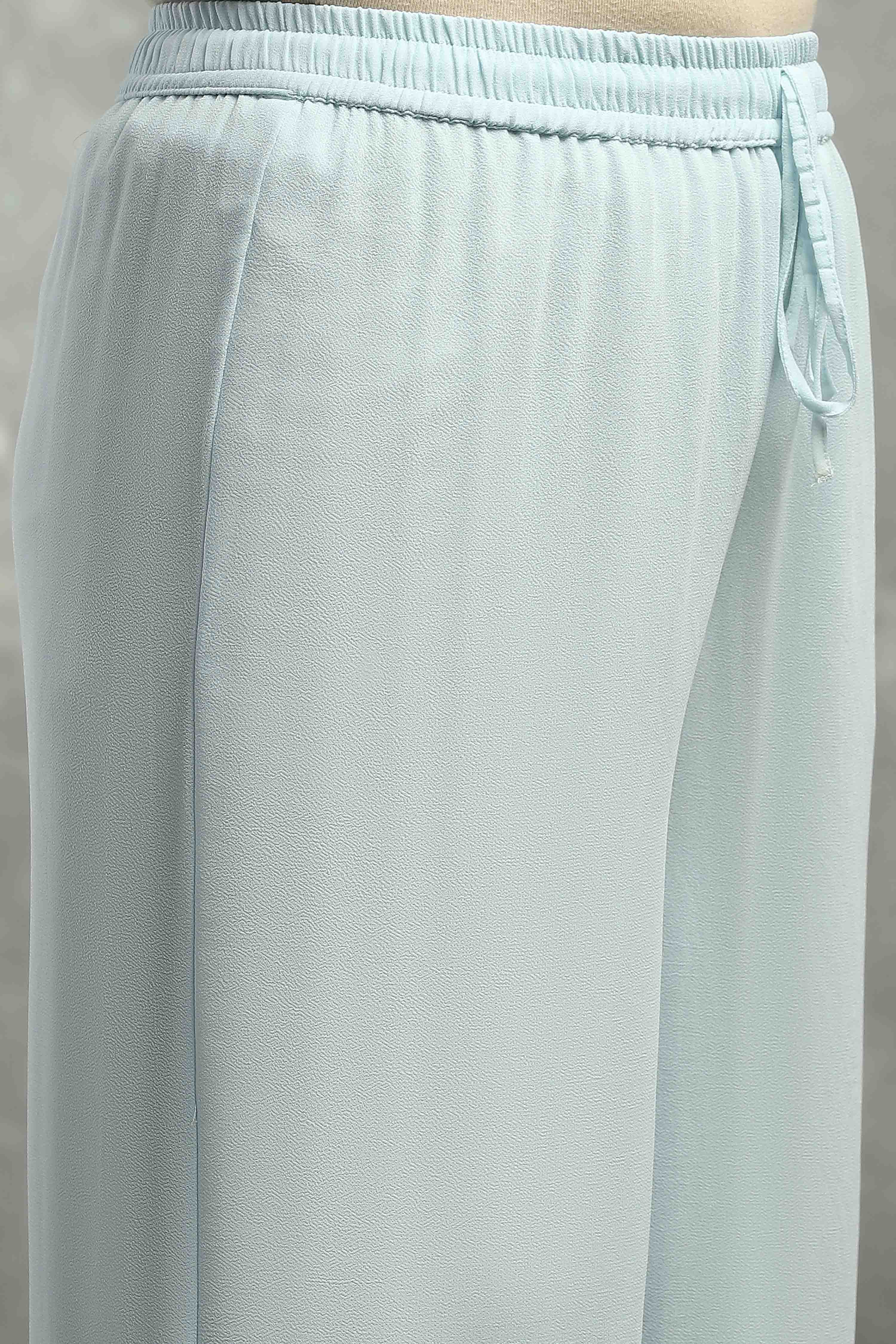 Blue Viscose Straight Kurta Pants Set image number 2