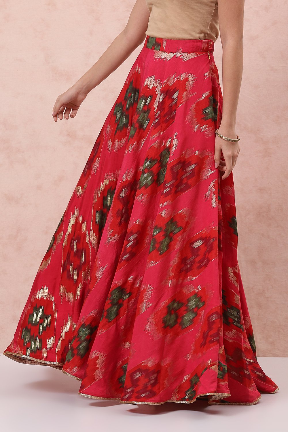 Pink Viscose Long Skirt image number 2