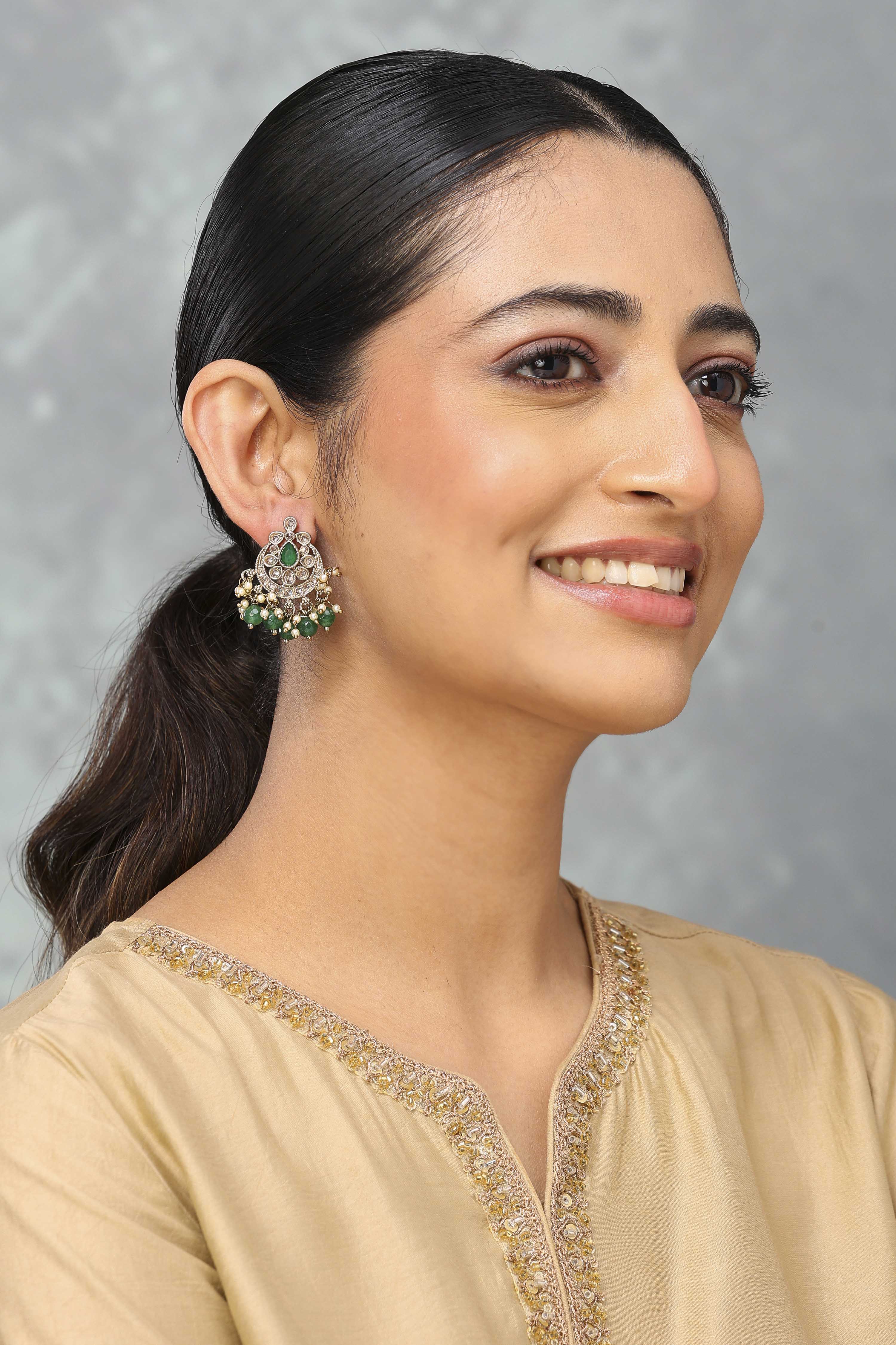 Green Brass Drop & danglers image number 3