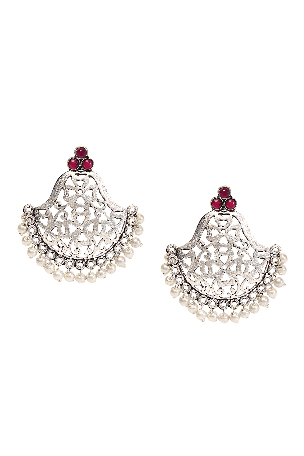 Red Metal Brass Earrings image number 1