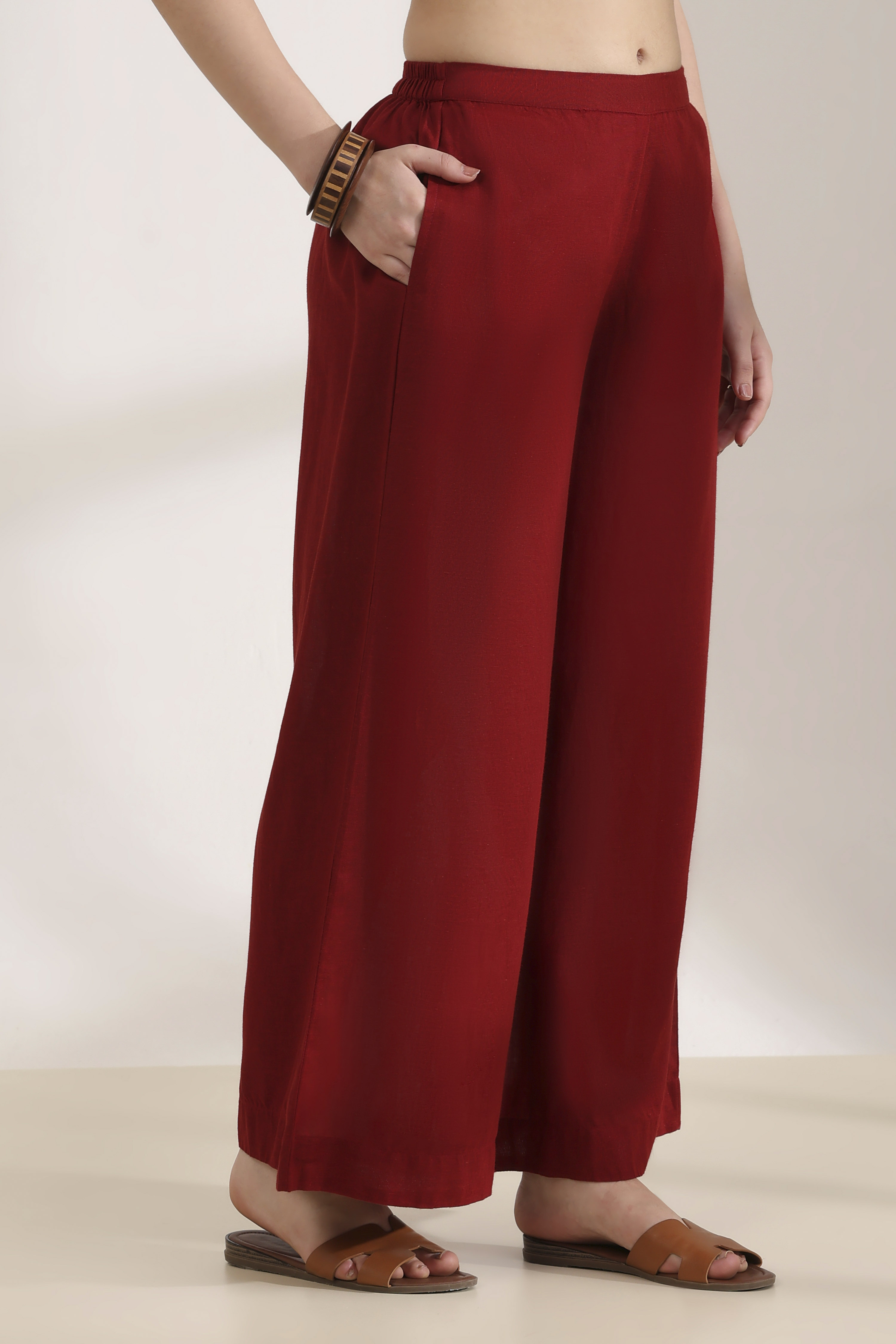 Black Rayon Straight Palazzos image number 3