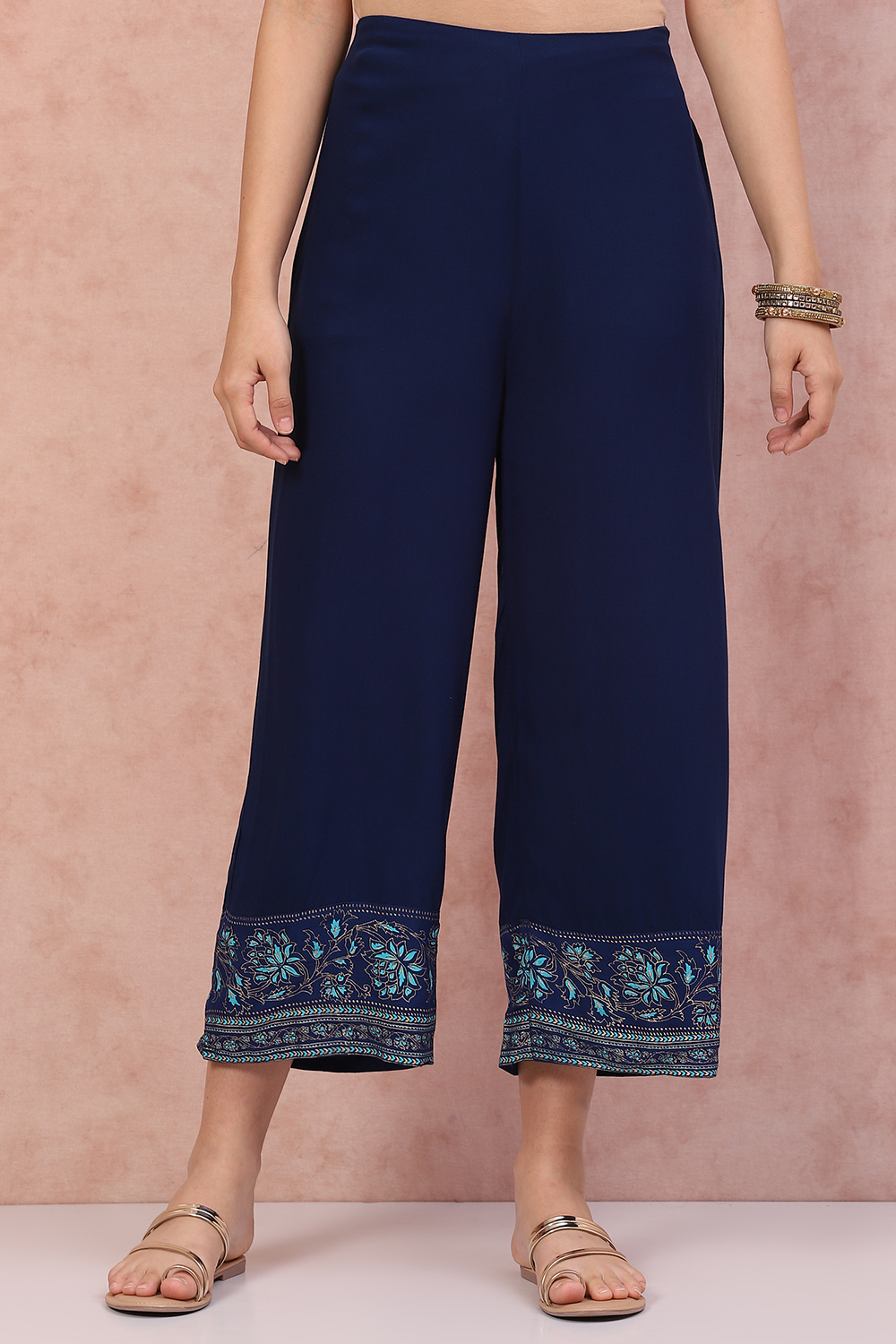 Indigo LIVA Palazzo Pants image number 0