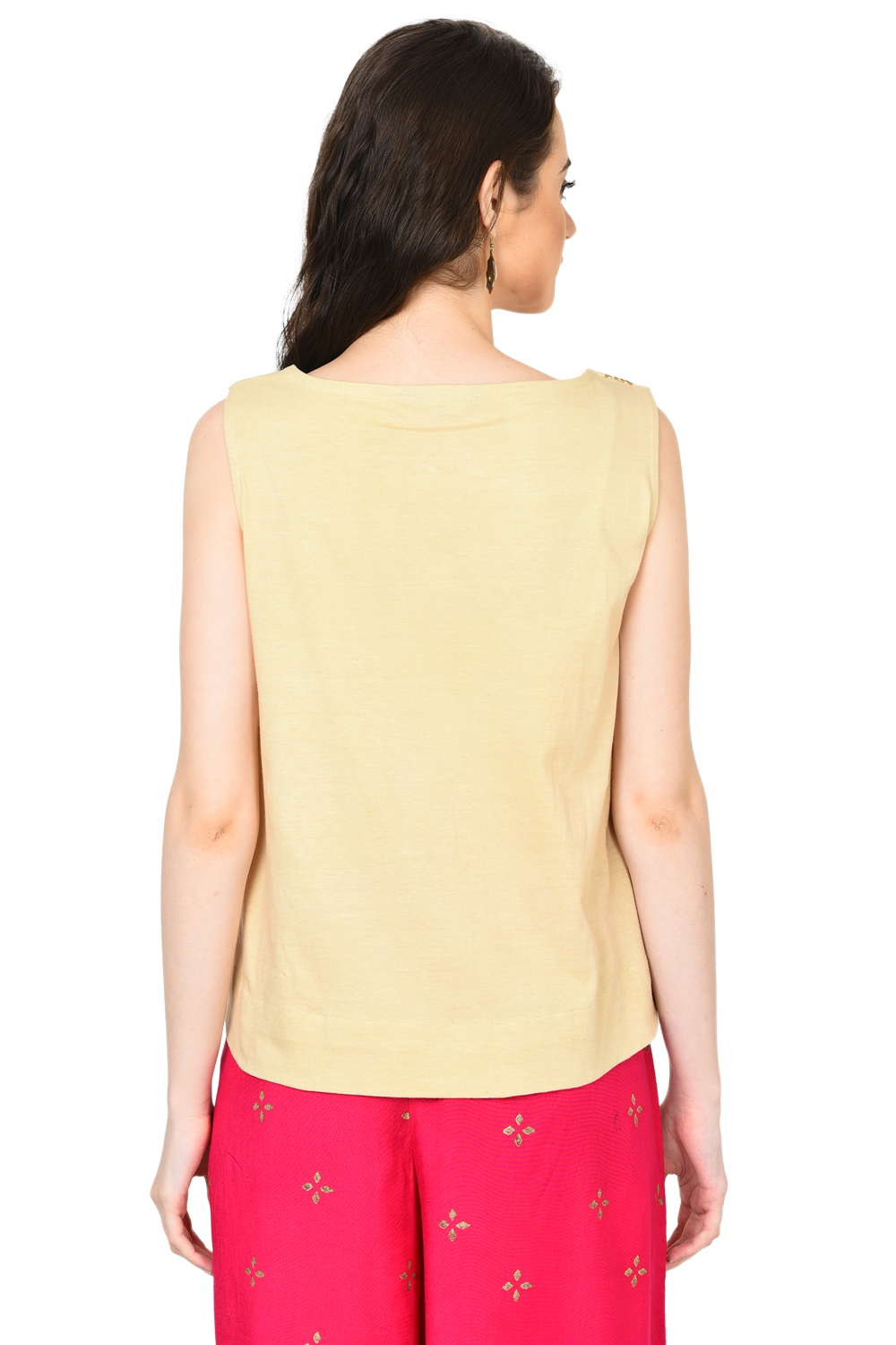 Beige Straight Viscose Indie Top image number 4
