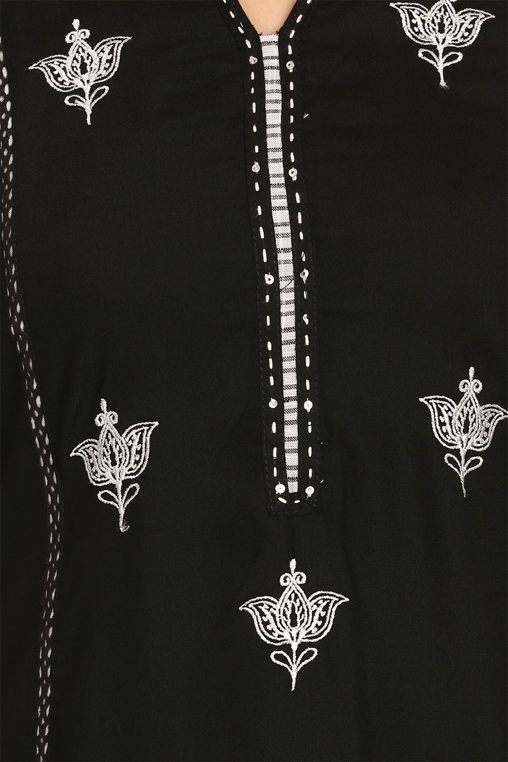 Black Cotton Straight Kurta image number 4