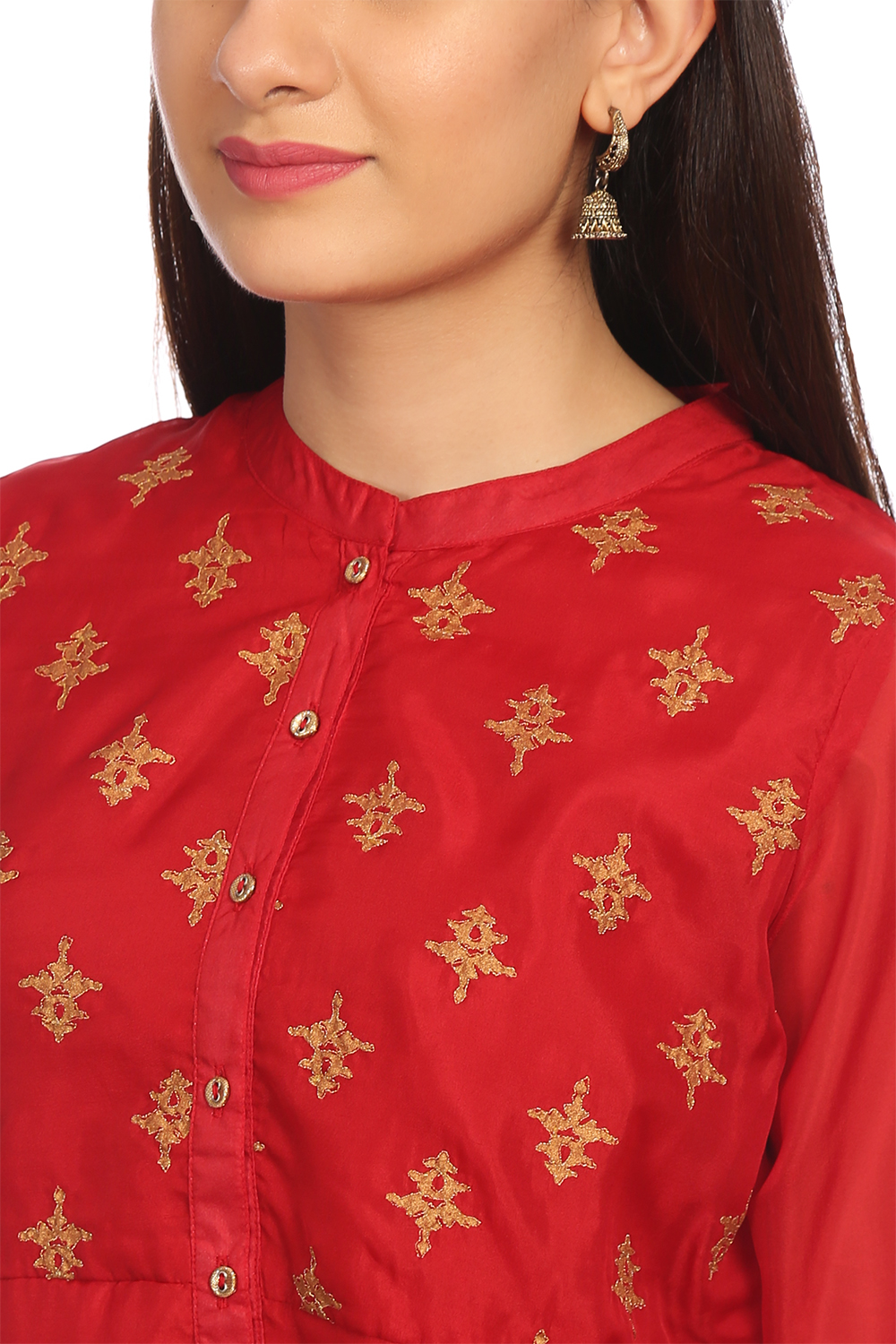 Red A Line Poly Cotton Indie Top image number 1