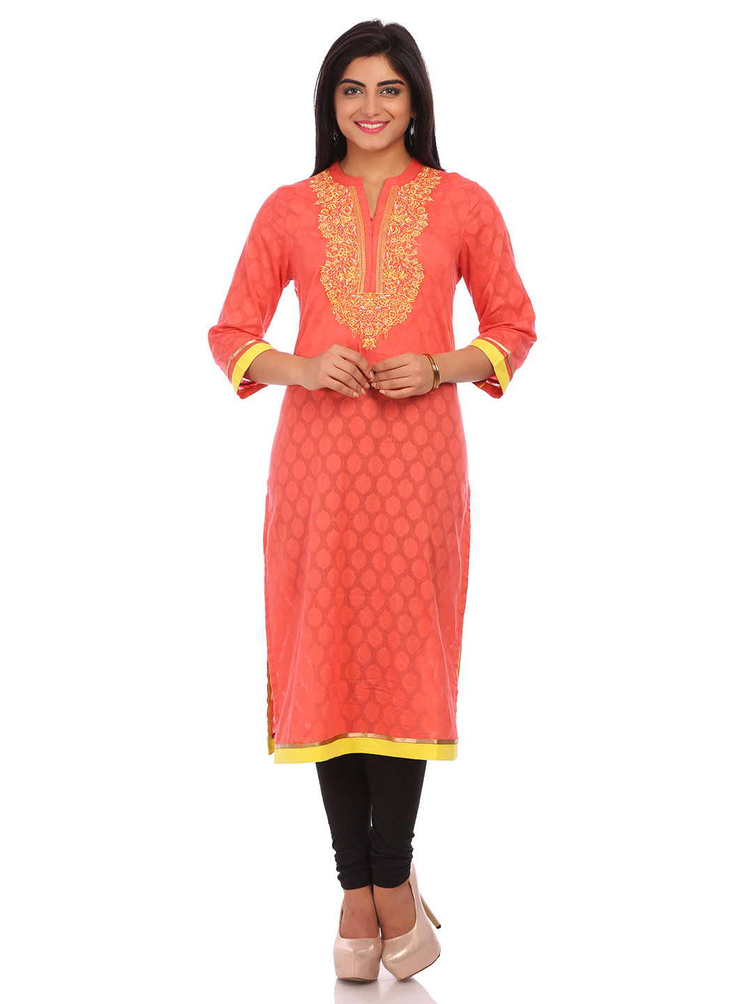 Pink Cotton Kalidar Kurta image number 0