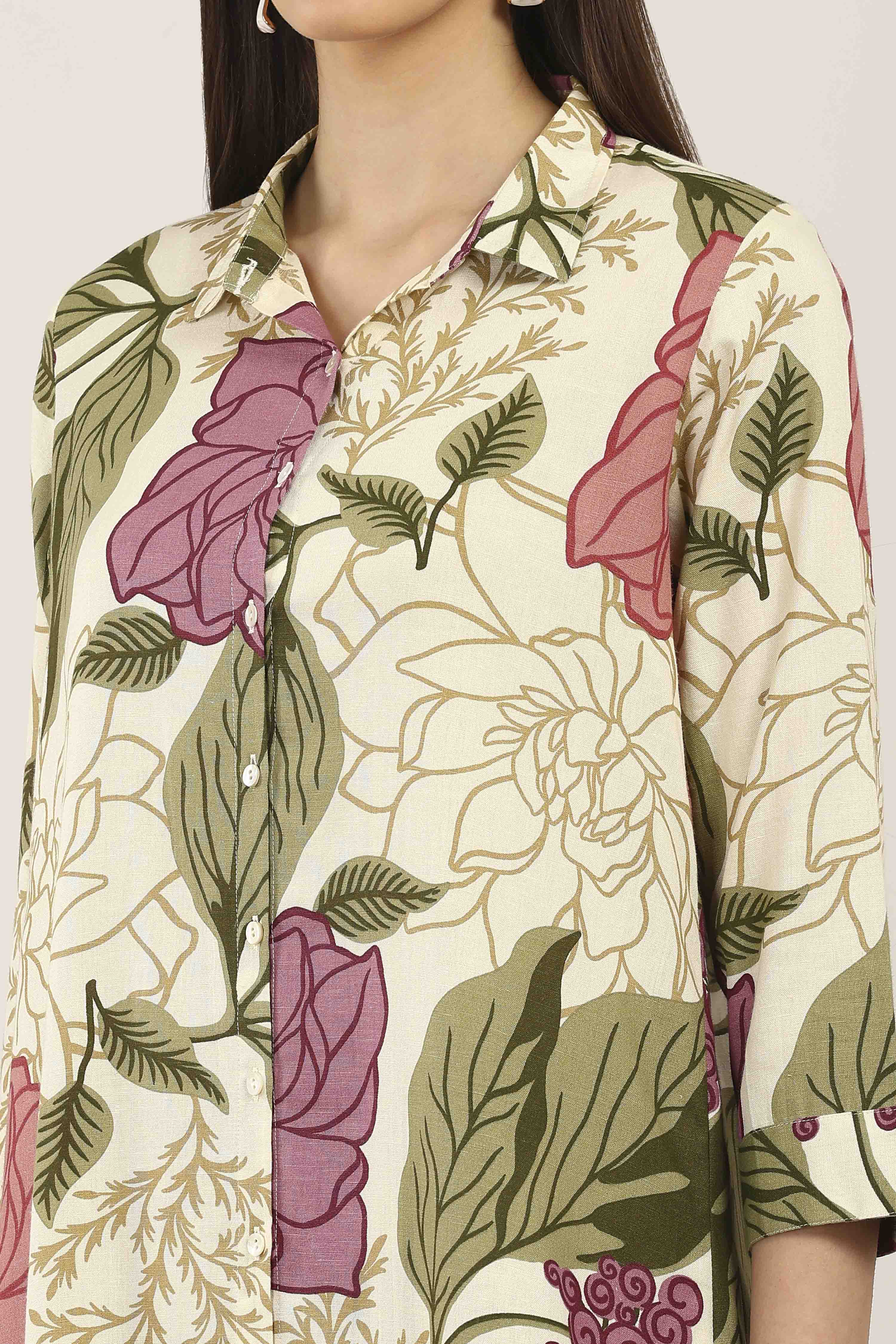 Beige Rayon & Cotton Flex Kurta Pants Set image number 1