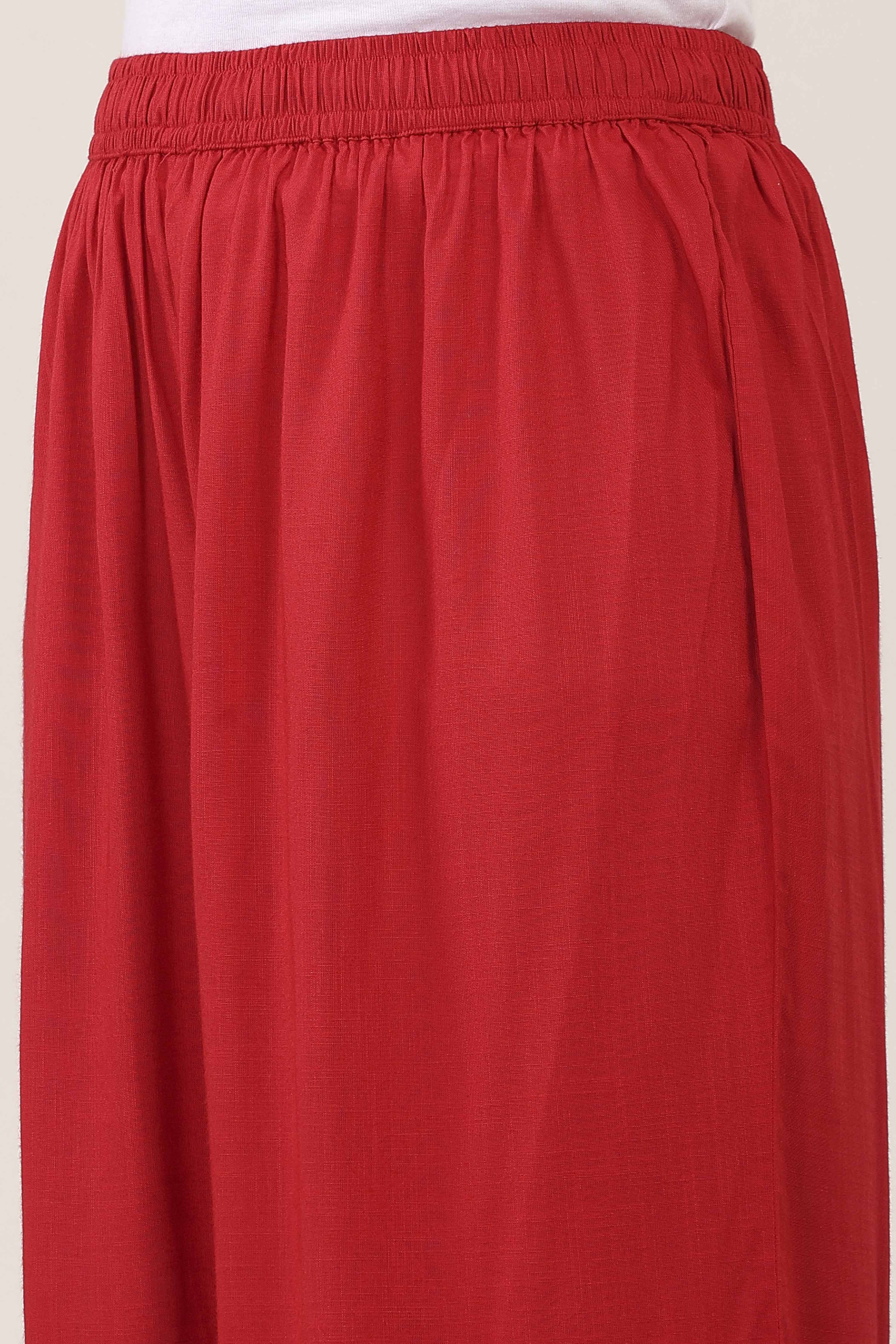 Red Rayon Viscose Rayon Kurta Pants Set image number 2