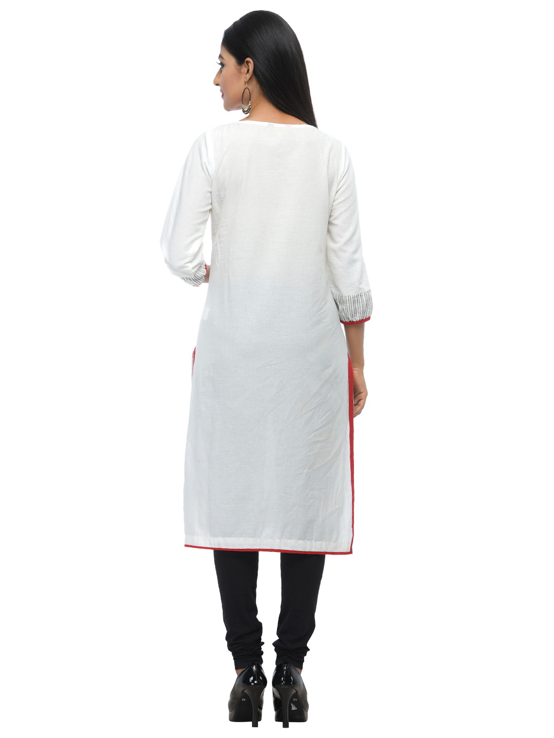 White Cotton Straight Kurta image number 3