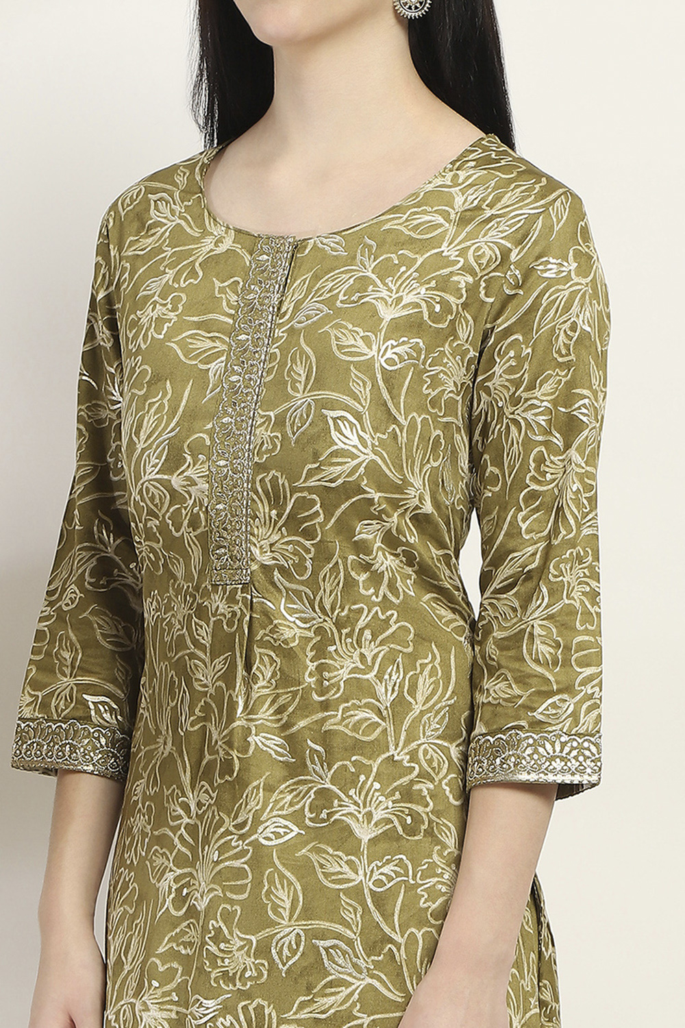 Olive Cotton Straight Set image number 1