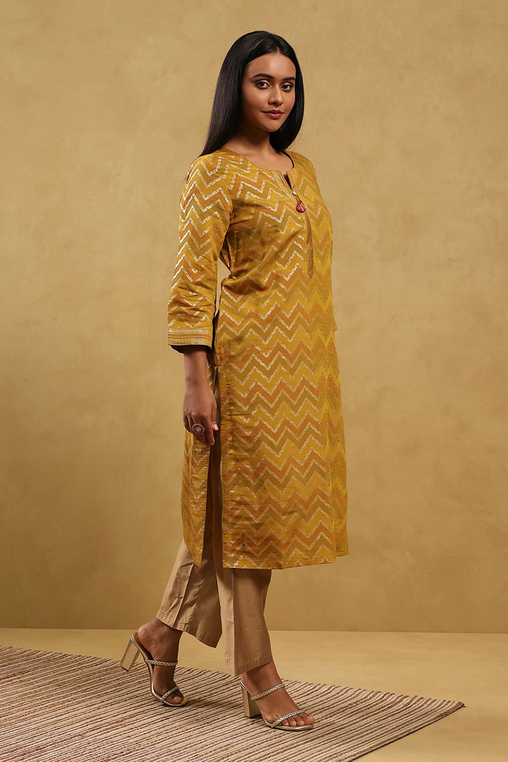 Aqua Viscose Blend Printed Straight Kurta image number 5