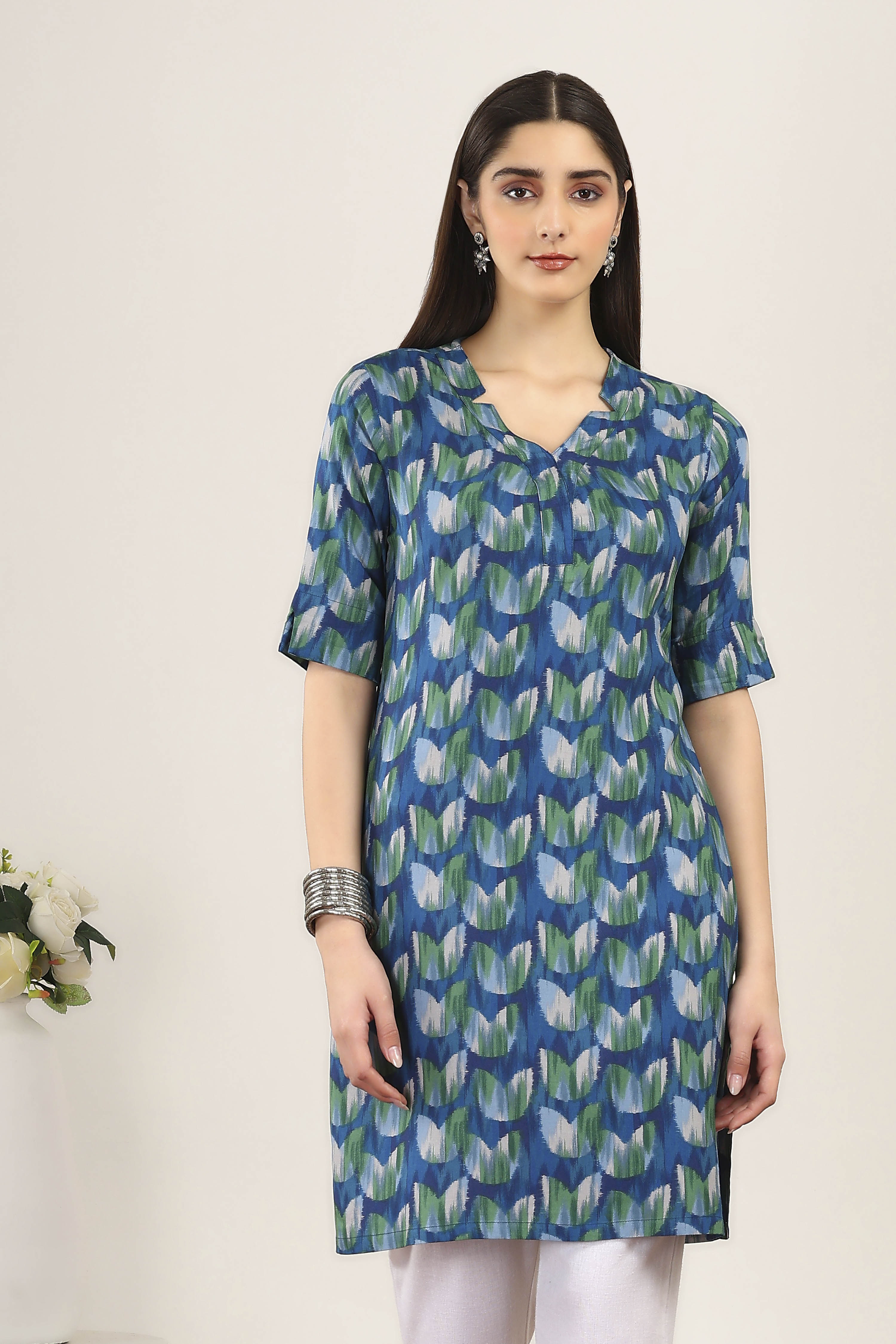 Blue Rayon Straight Kurtas image number 6