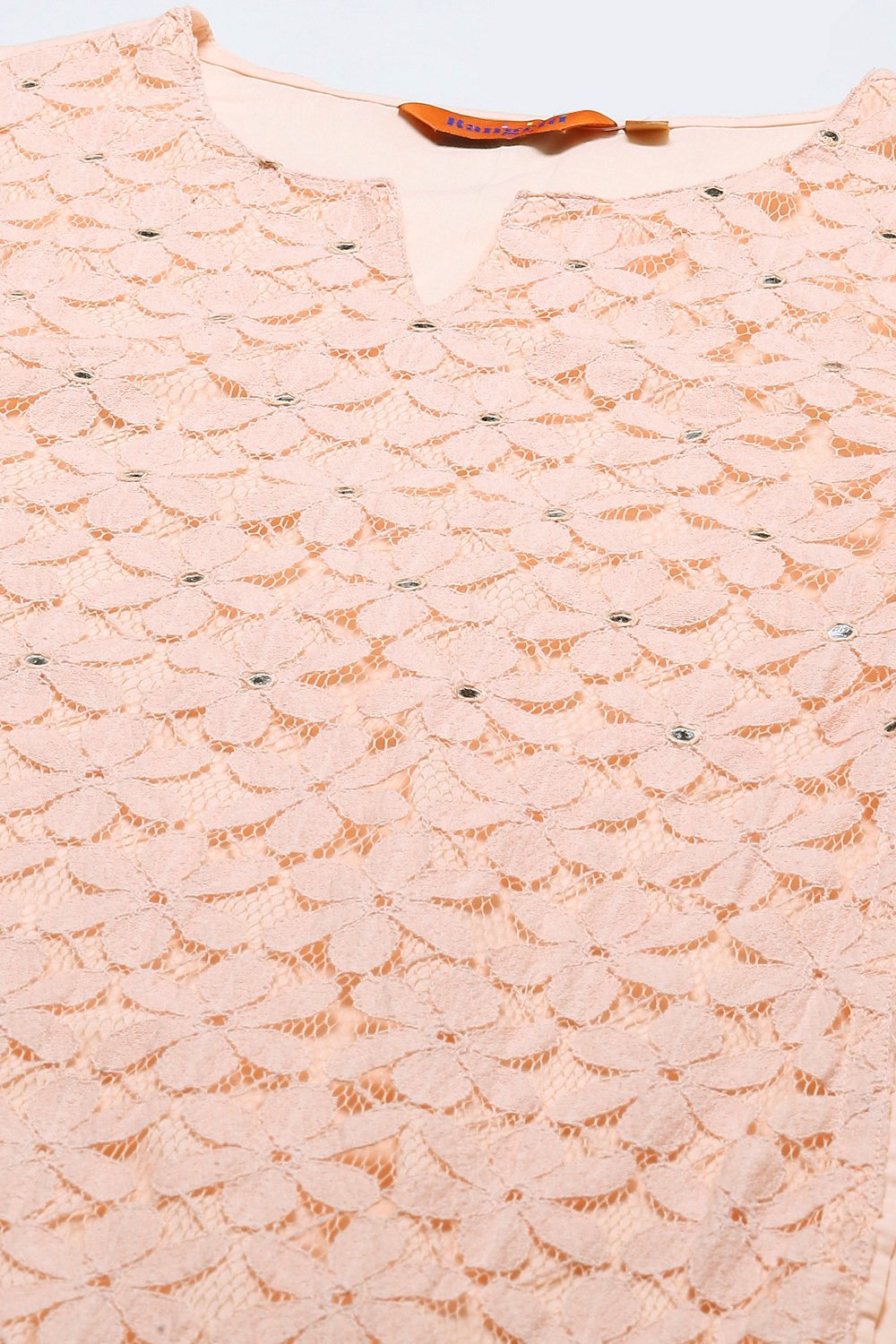 Peach Cotton Straight Kurta image number 1