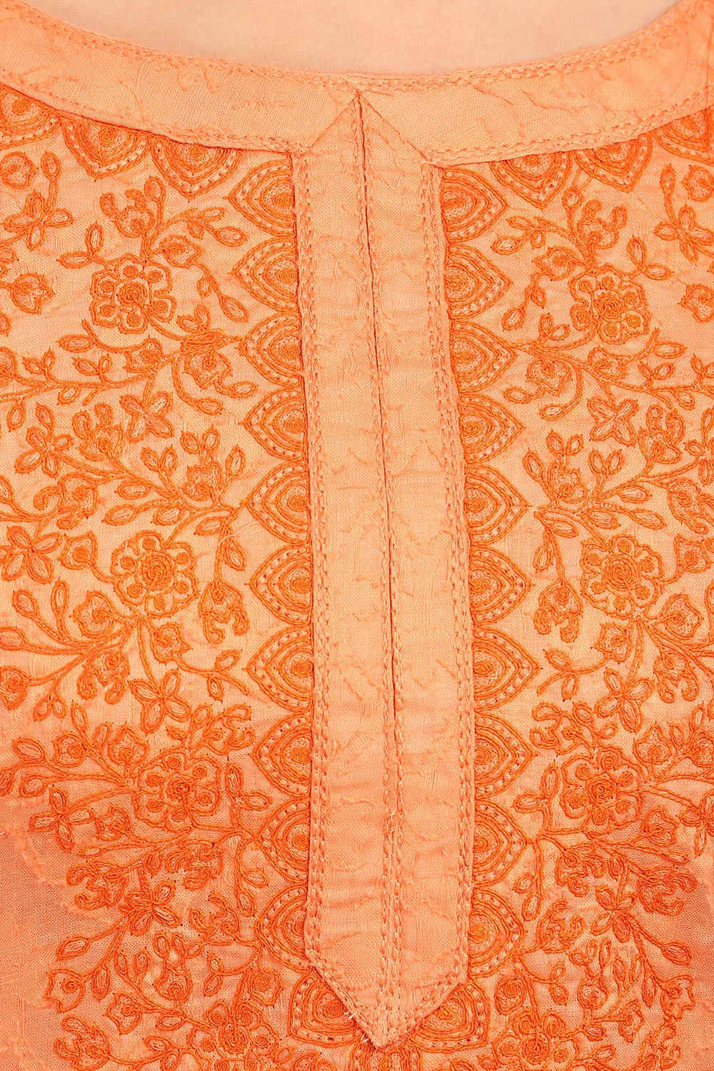 Peach Straight Cotton Kurta image number 4