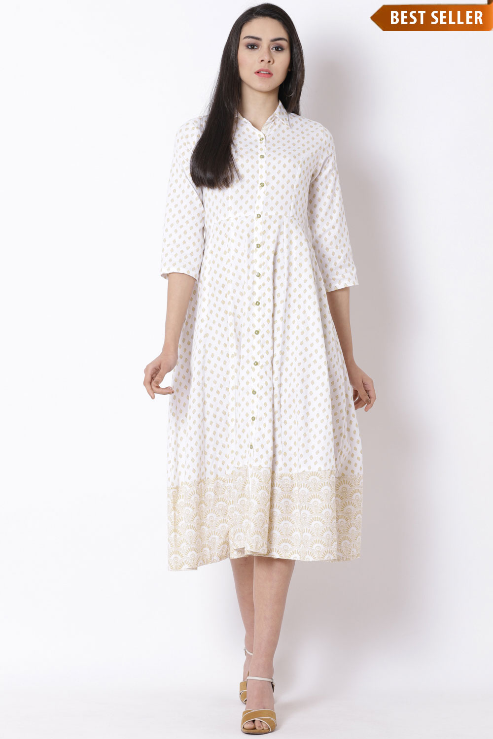 White Cotton Kalidar Dress image number 0