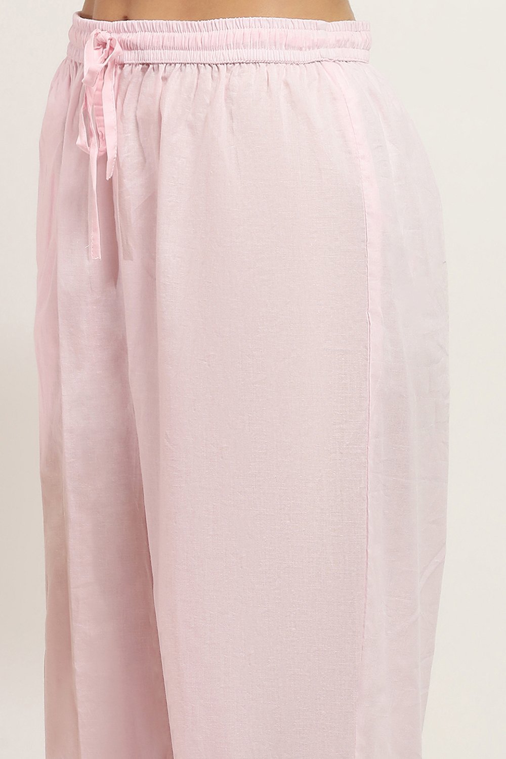 Pink Cotton Straight Set image number 2