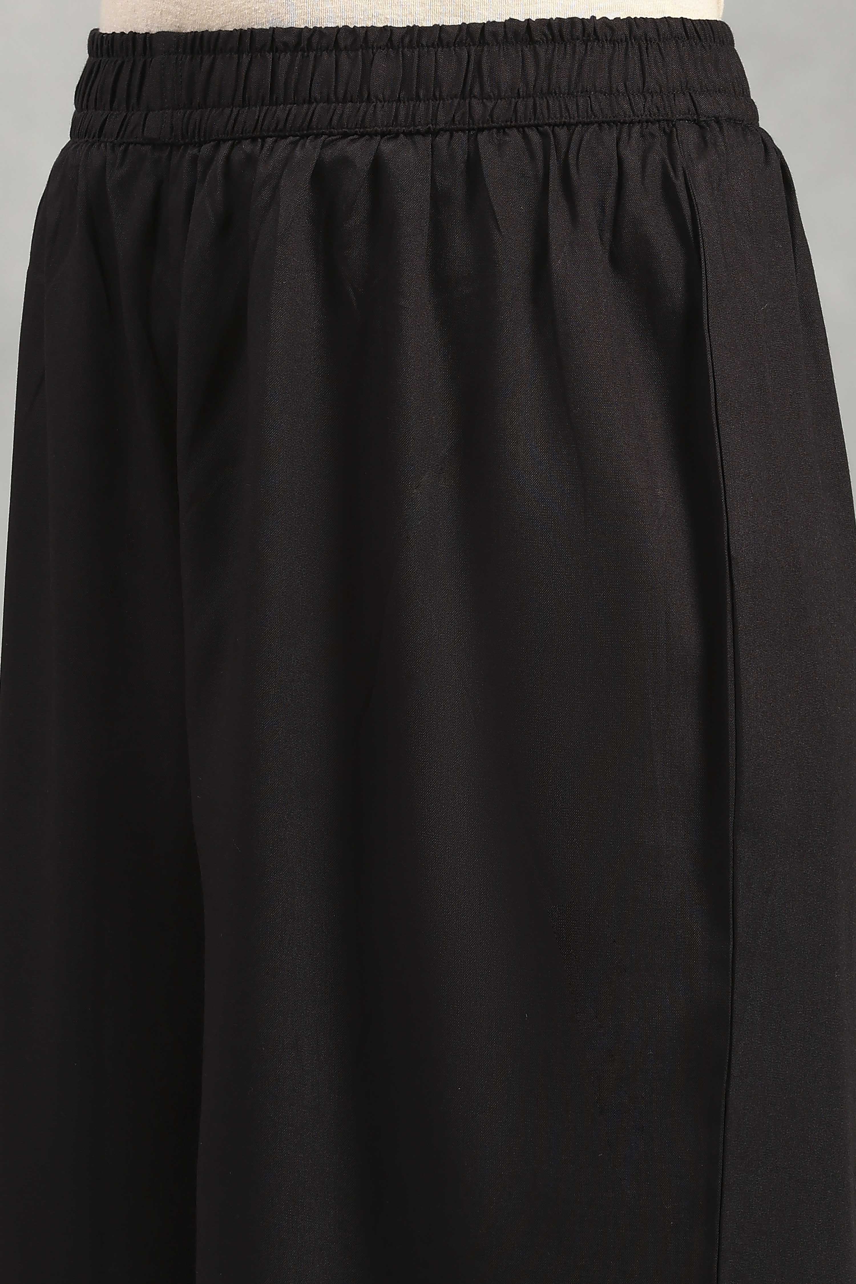 Black Viscose Blend Printed Gathered Suit Set image number 2