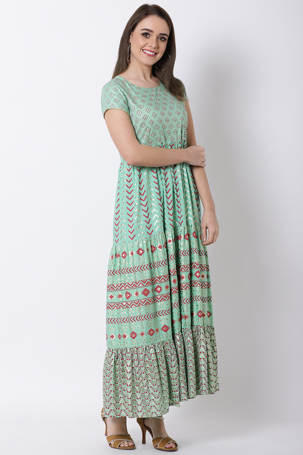 Mint Green Viscose Dress image number 3