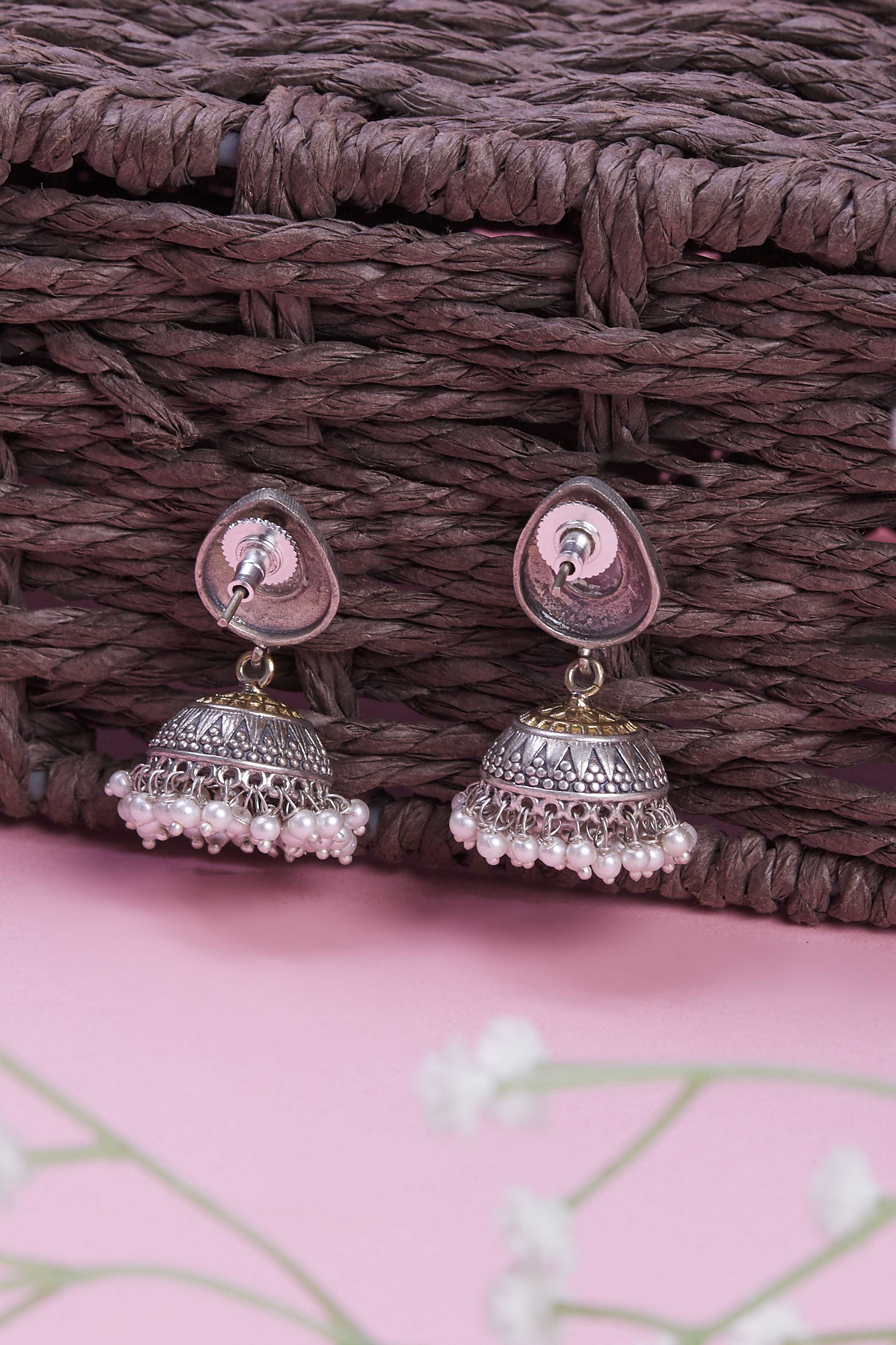 Light Pink Brass Jhumka image number 2
