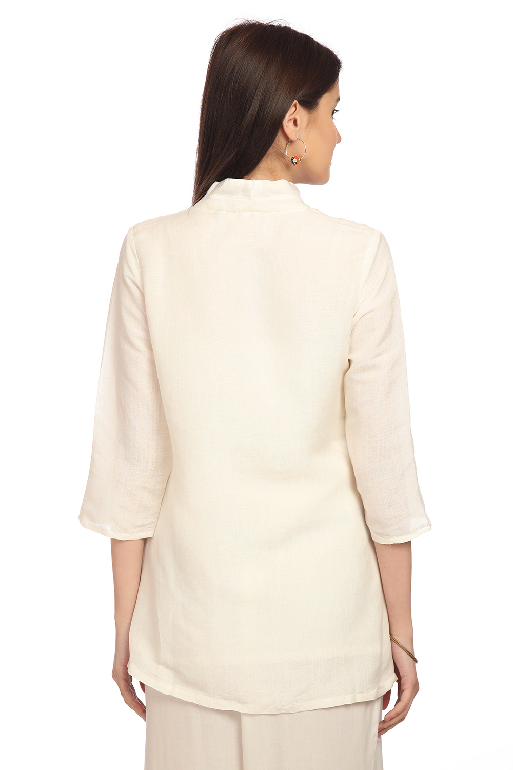 Ecru Flared Cotton Indie Top image number 4