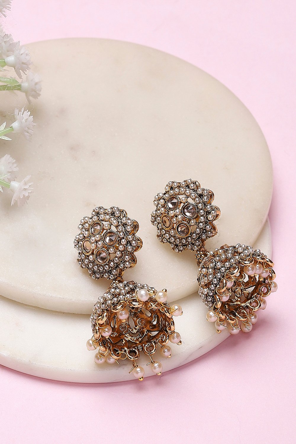 White Alloy Jhumka image number 0