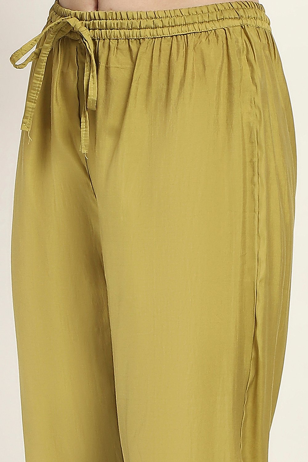 Olive Viscose Blend Straight Set image number 2