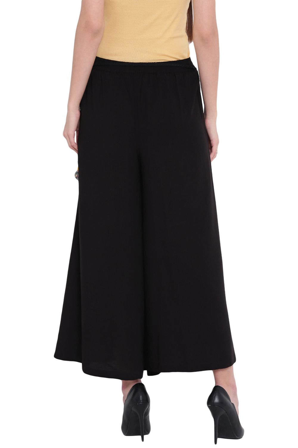 Black Viscose Fusion Culottes image number 4