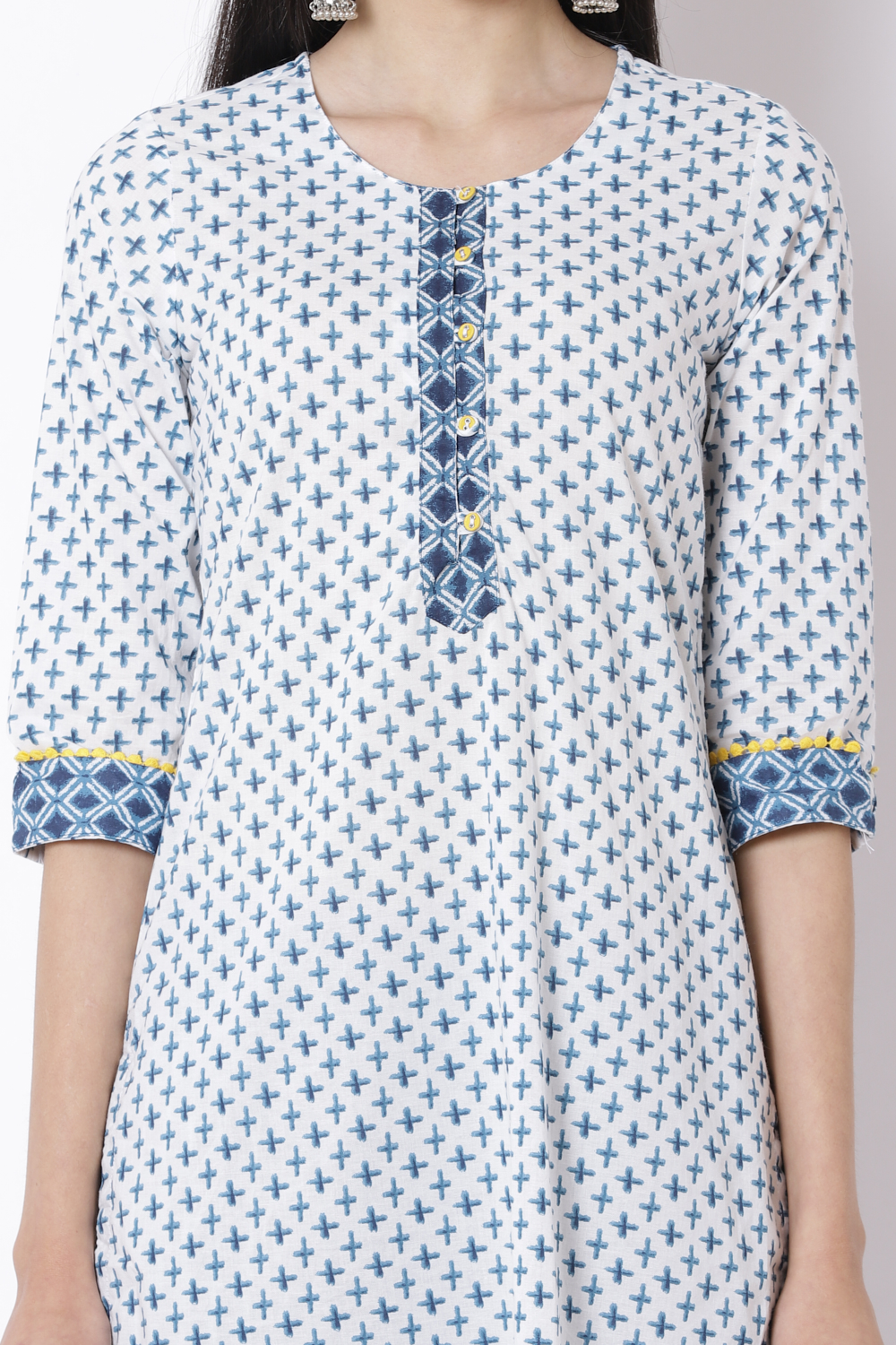 White Cotton Straight Kurta image number 1