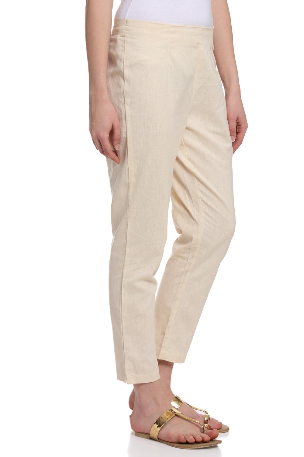 White Cotton Fusion Pants image number 3