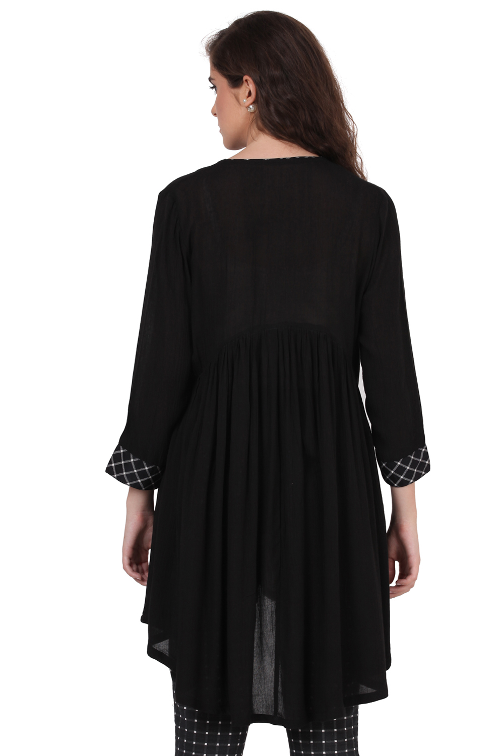 Black Flared Viscose Indie Top image number 4