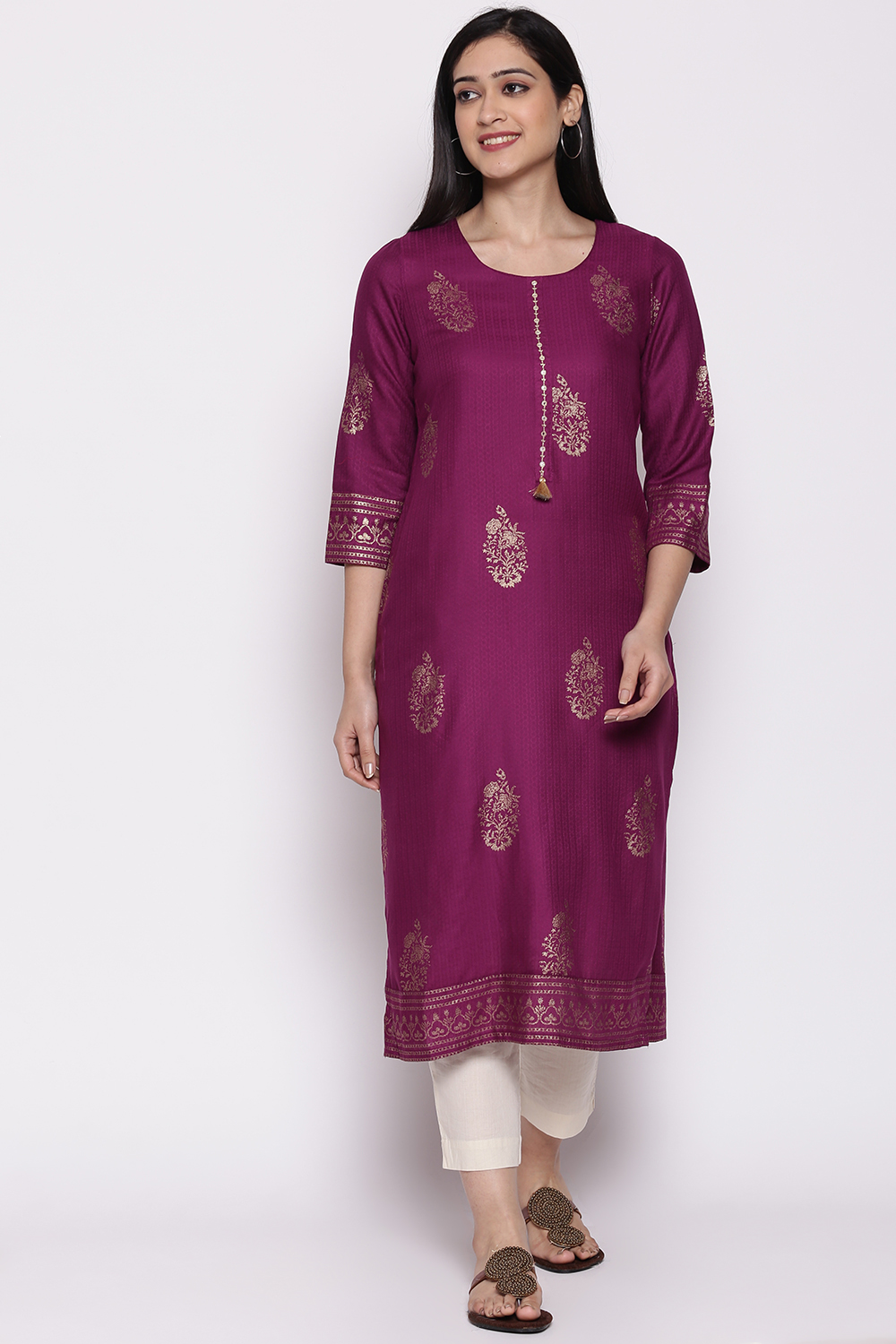Purple Viscose Rayon Kurta image number 0