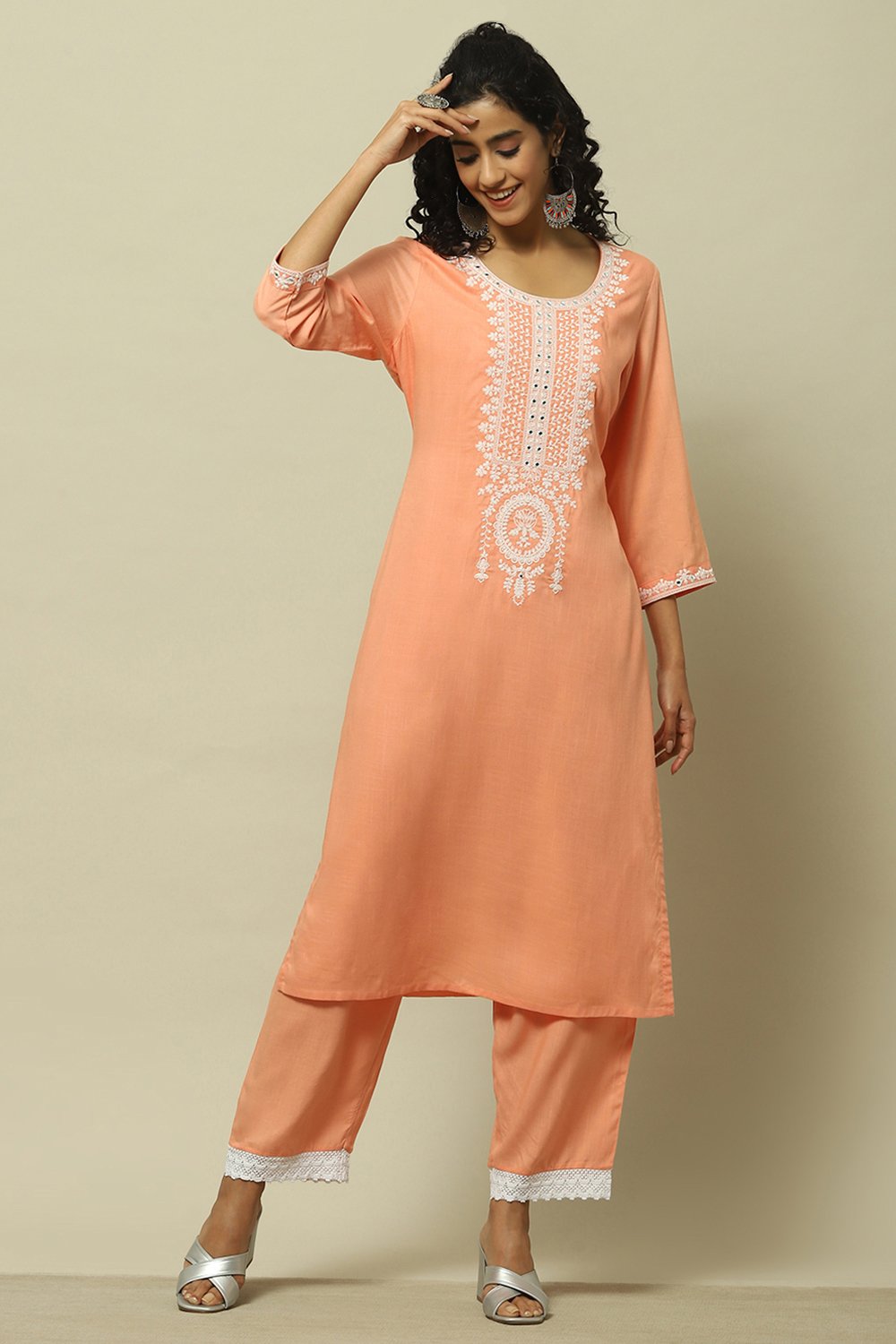 Cyan Blue Rayon Slub Staight Kurta image number 0