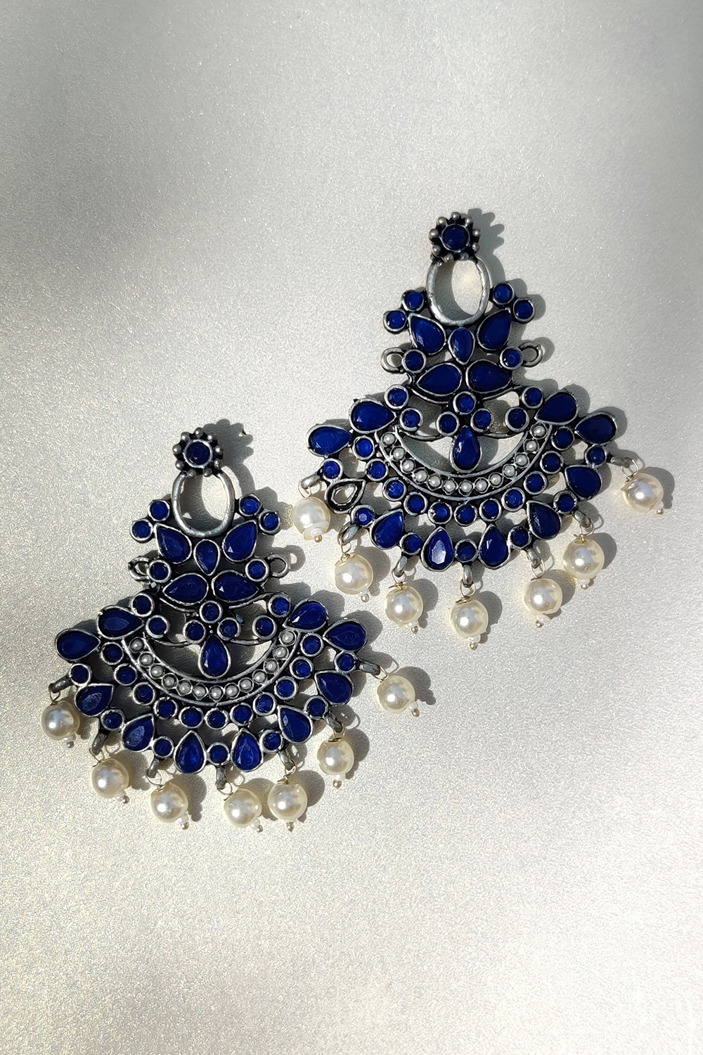 Dark Blue Metal Brass Earring image number 0