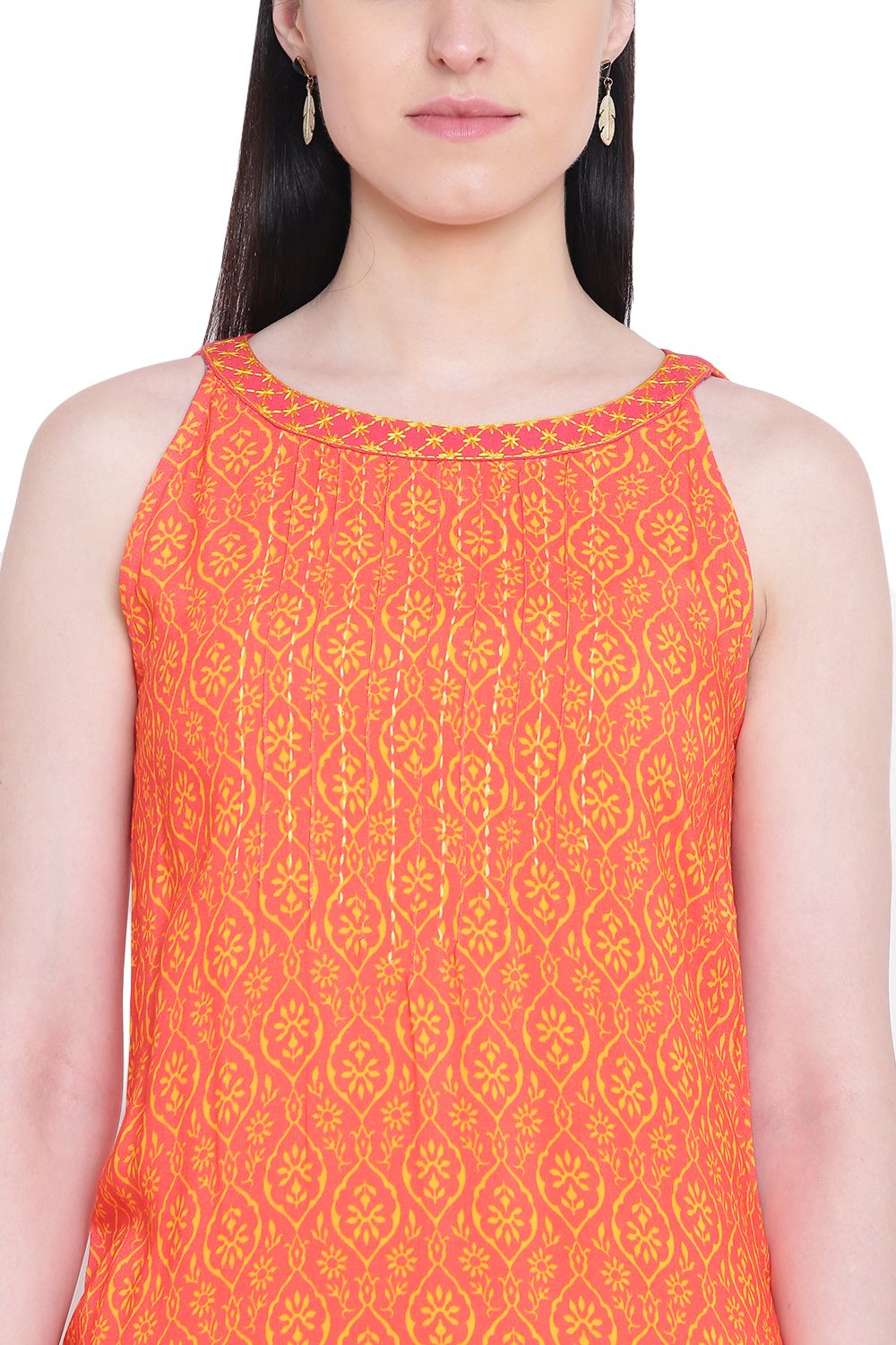 Coral Viscose Straight Kurta image number 1