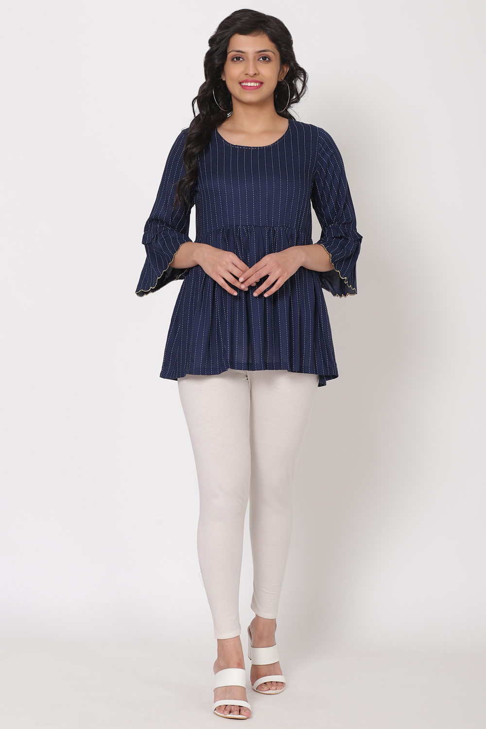 Navy Blue Viscose And Rayon Indie Top image number 4
